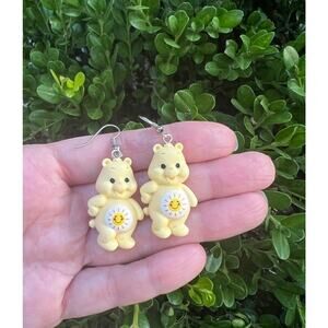 Care Bears earrings bear earrings rainbow bear yellow earrings Yellow Care Bears